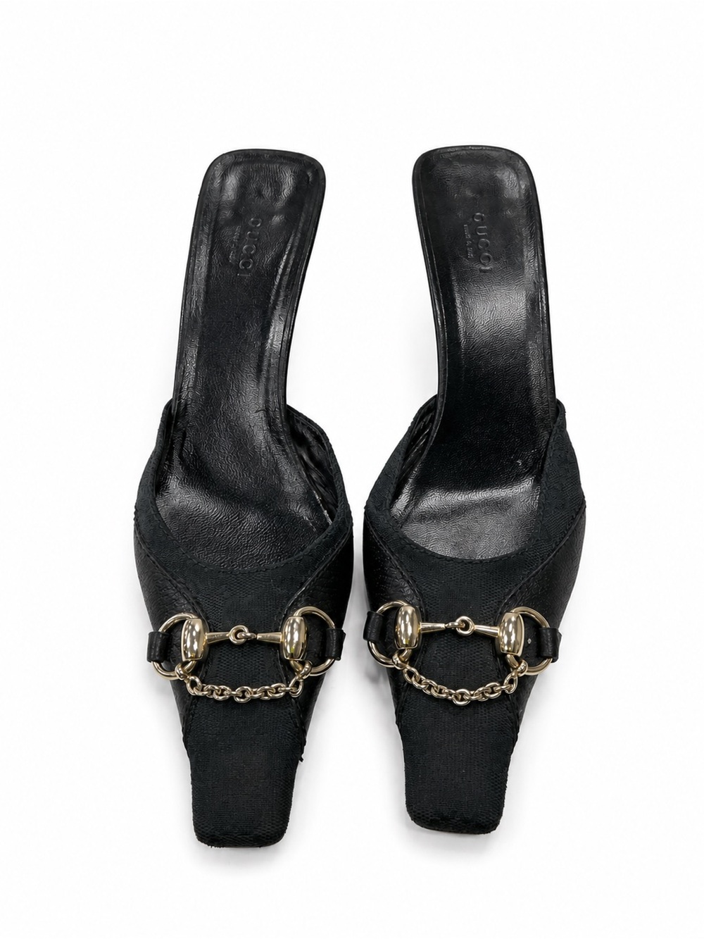 Vintage Tom Ford Gucci Black Horse-bit Mules Y2K